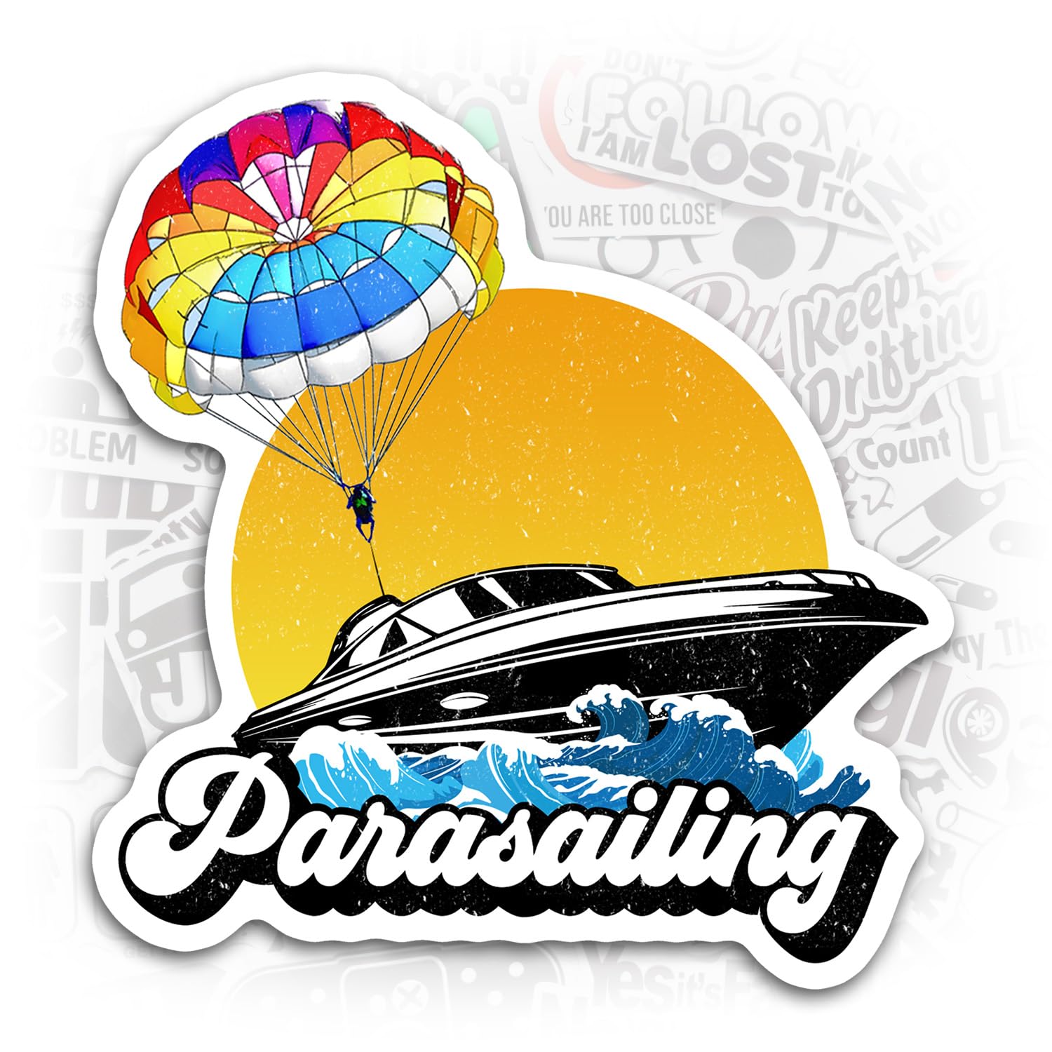 Parasailing Sticker Surfing Surf Sticker Surfing Skull Shower Sunset Summer Sticker Surfers Surf Hiking Die Cut Vinyl Sticker for Tumbler, Helmet, Bat