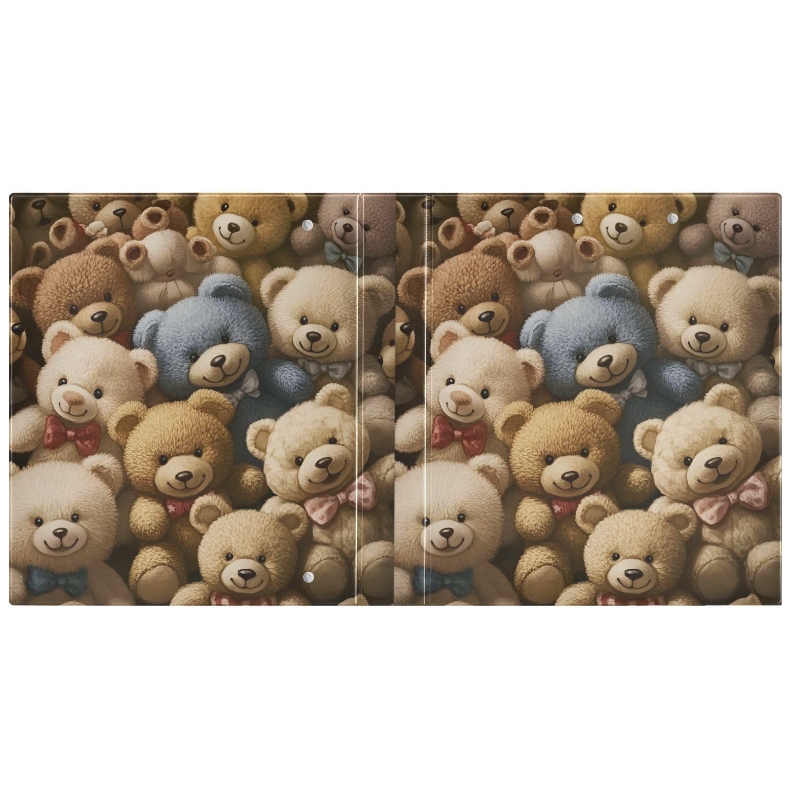 Raccoglitore a 3 anelli con 3 anelli a forma di orso in stile cartone animato, flessibile, con tasche, per scuola, università, ufficio
