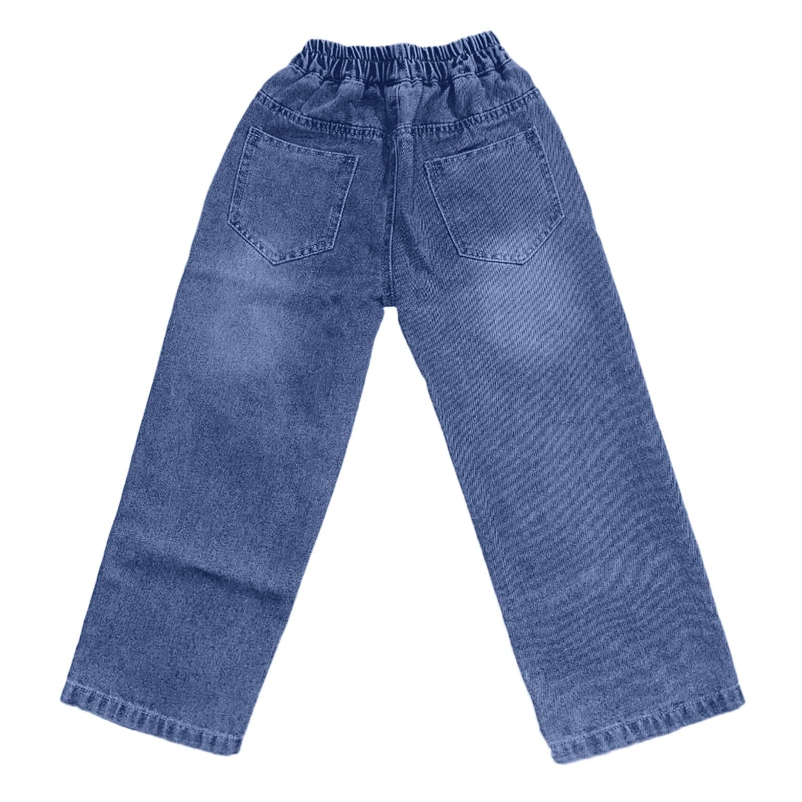 Baggy Jeans Jungen Kinder Weite Bein Denim Hosen Mit Elastische Taille und Taschen Loose Fit Stretch Cargohose Mode Frühling-Herbst Denimhose Freizeit Streetwear Jeans