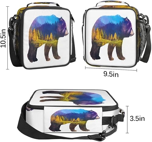 Miniatura 6 de Gublec Lonchera Bear Forest para hombresmujeres, a prueba de fugas, aislada, pequeña bolsa de almuerzo para trabajo, picnic, playa, viajes