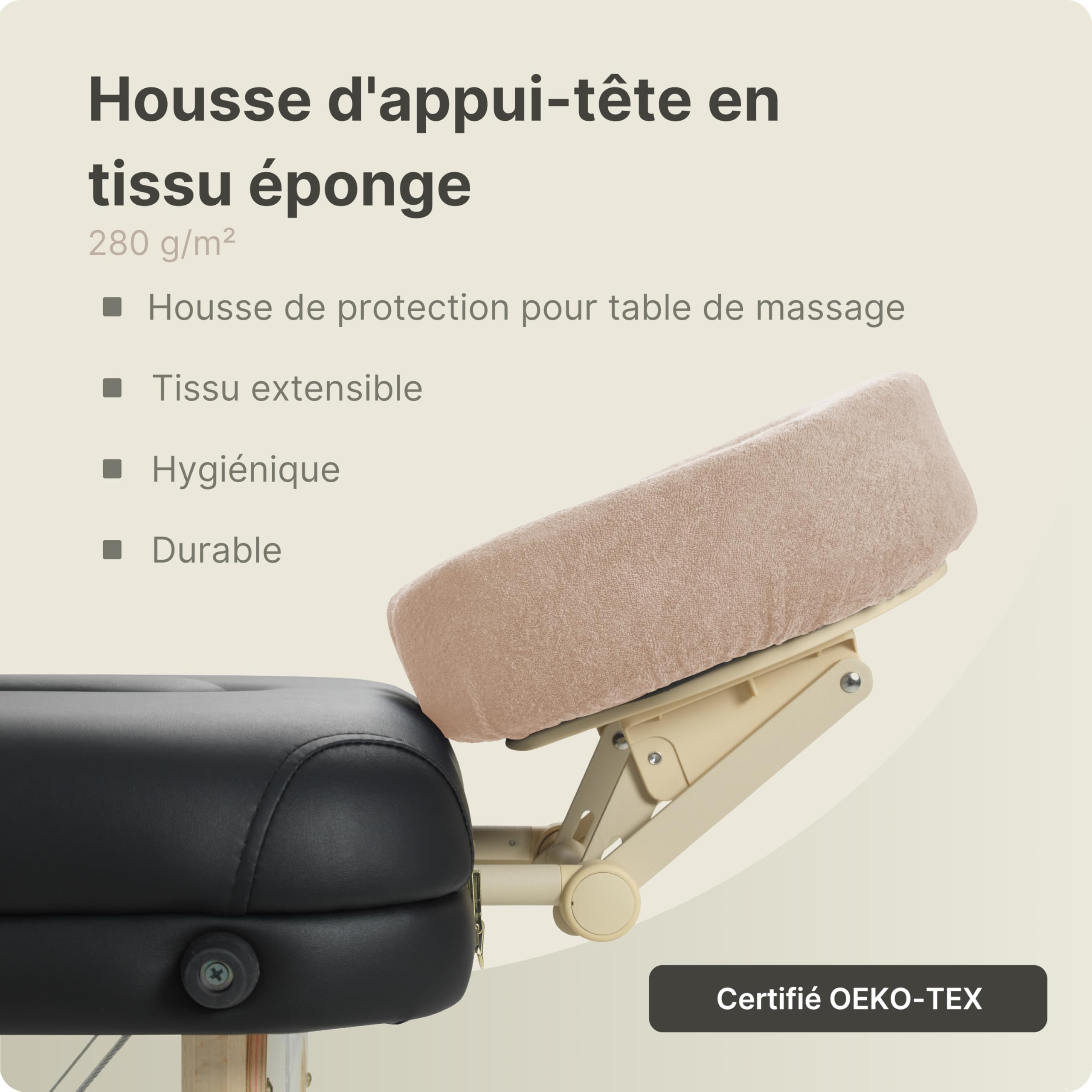 Housse pour têtière en Tissu éponge Marron-Clair - 2 unités - Protège-têtière Professionnel