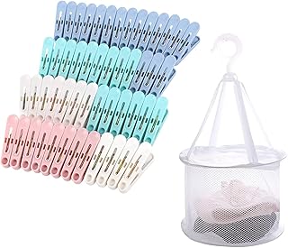 50 Pcs Clothes Pegs with a Washing Basket, Plastic Laundry Pegs Non-Slip Washing Pegs Strong Grip Washing Line Pegs for Home and Garden