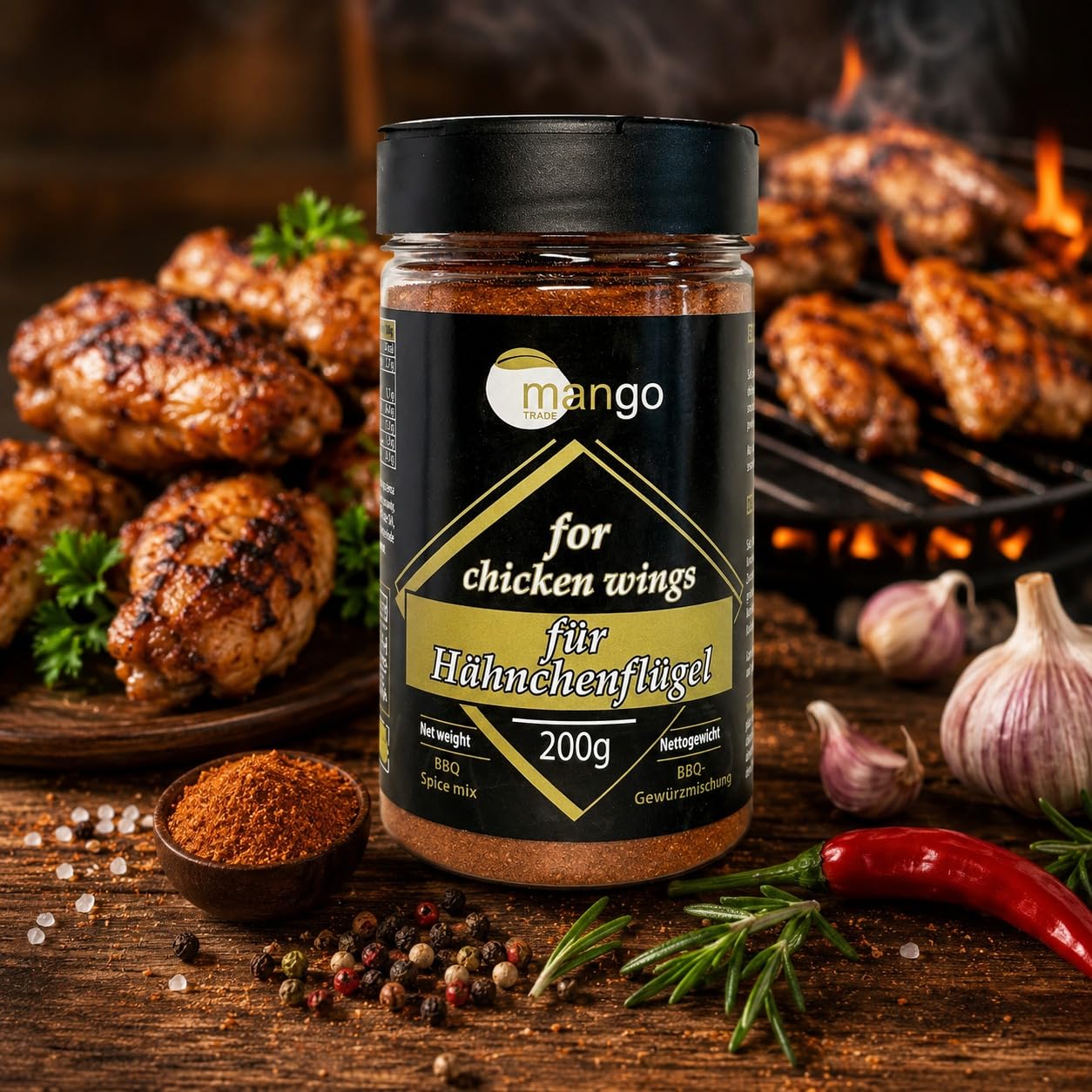 Grillgewürz Geschenkset – 6 Premium Gewürzmischungen für BBQ, Steak, Chicken Wings, Schweinefleisch, Pommes, SPG (Salz-Pfeffer-Knoblauch) – Natürliche Gewürzmischung, ideal als Geschenk für Grillfans