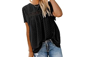 Women's Crewneck Lace Crochet Tops