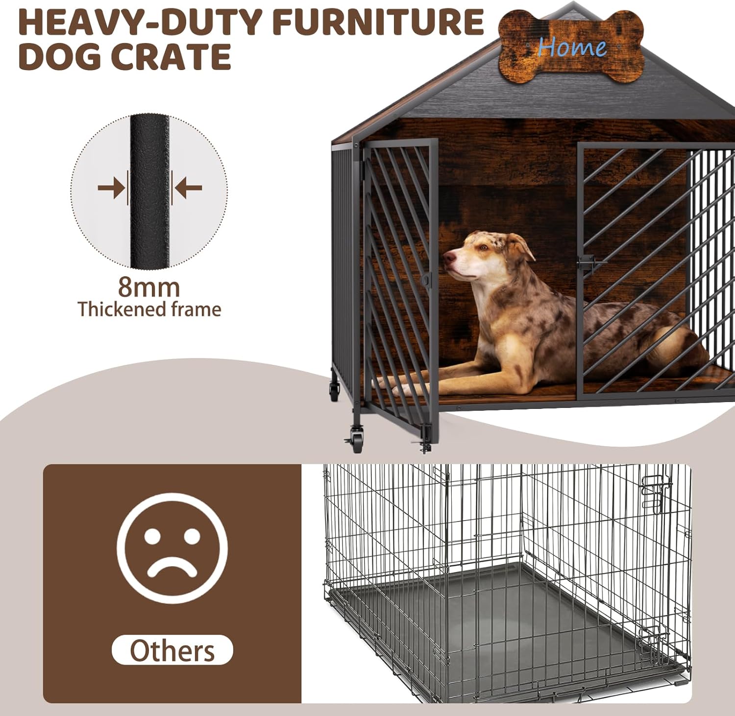 Ultimate Chew-Proof Dog Crate: Stylish & Secure for Large Breeds!