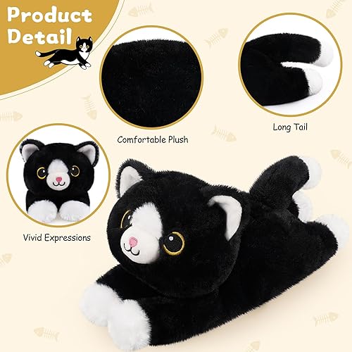 Miniatura 7 de Almohadilla térmica para microondas para calambres menstruales, peluche de gato con peso, 1 libra de peluche de gato calentable y refrigerable,