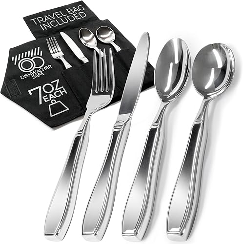 Utensilios con peso para temblores de manos y pacientes de Parkinson, juego de 4 piezas de cubiertos con peso para ancianos, artritis, agarre débil