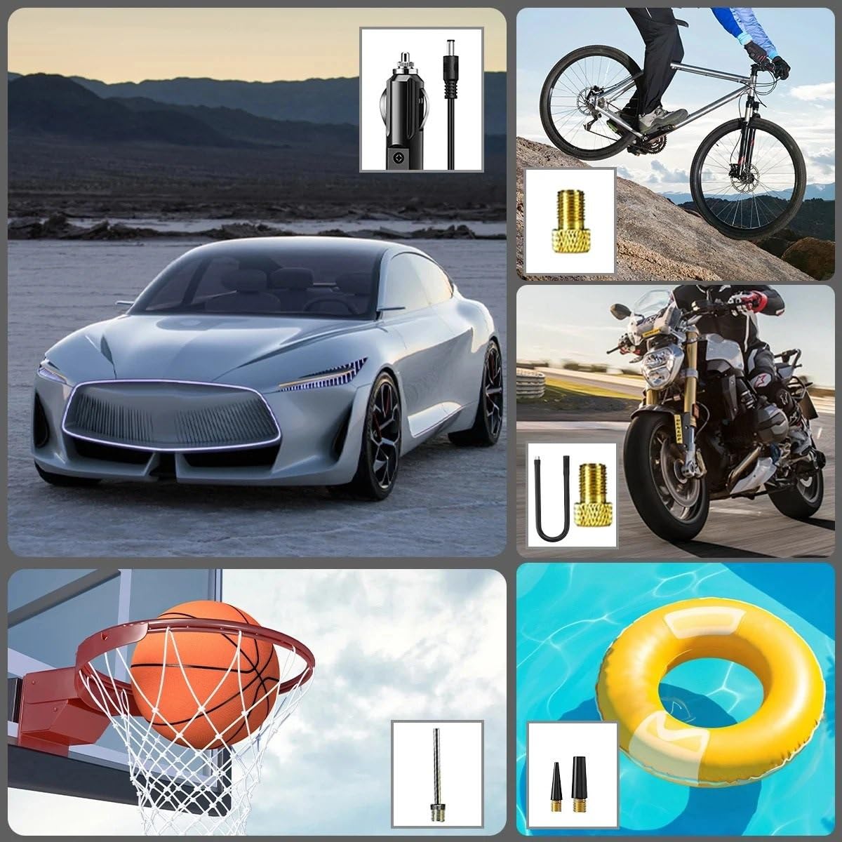 Compresores de aire portátiles Versión bomba de aire para coche Inflador de neumáticos portátil inalámbrico Inflador de neumáticos 12V compresor de aire para coche con manómetro Inflador Ruedas Coche