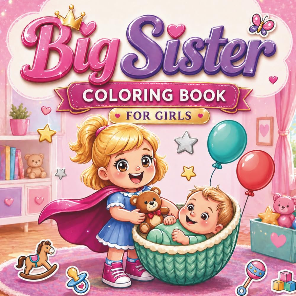 Big Sister Coloring Book for Girls: I'm a New Big Sister – Fun, Cute, Bold & Easy Designs to Build Confidence, Love, and Help Girls Welcome a New Baby Sibling