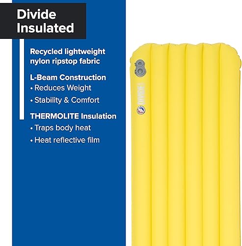 Miniatura 2 de Big Agnes Divide Insulated  Ligero, compacto, almohadilla para dormir con cámara de aire de 3 estaciones, pequeña, verde oliva cálido