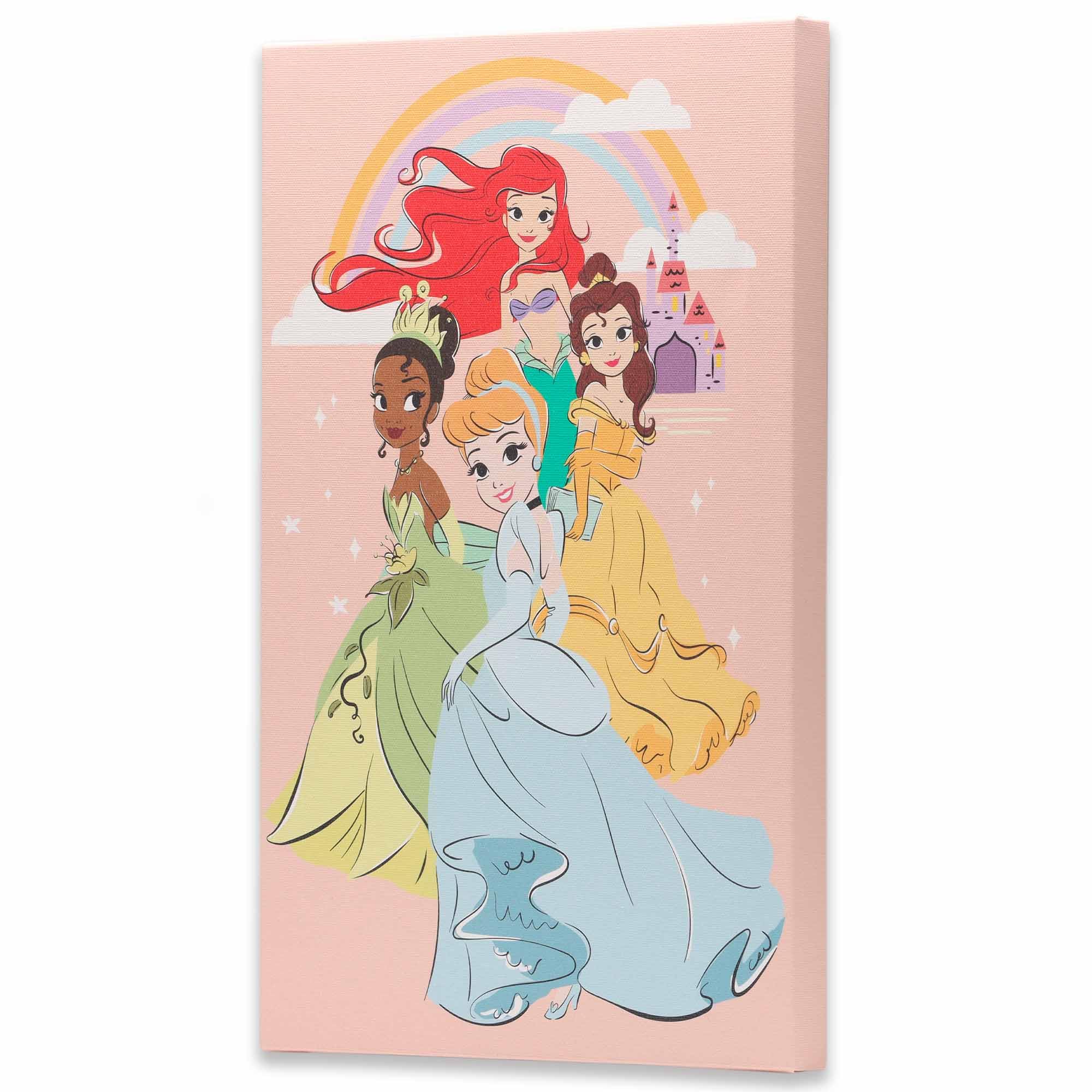 Disney Princess Ariel, Tiana, Belle and Cinderella Gallery Wrapped