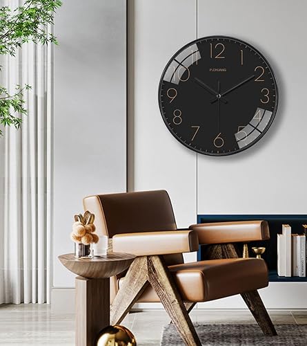 Miniatura 5 de Reloj de pared de 8 pulgadas, silencioso, sin tictac, reloj de pared moderno, funciona con pilas, analógico, pequeño, redondo, decorativo, para el