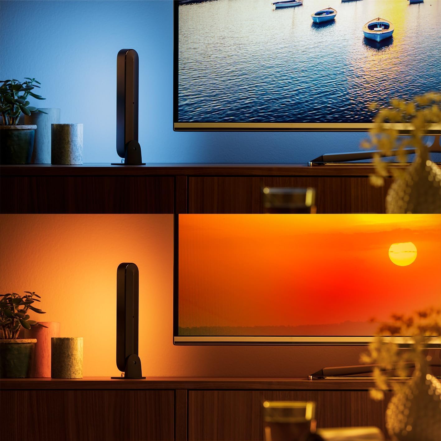Philips Hue - Kit Inicio Barras de Luz Hue Play, Luz Blanca y de Colores, con Hue Bridge, Funciona con Alexa, Google Assistant y Apple HomeKit, Negro - Pack de 2
