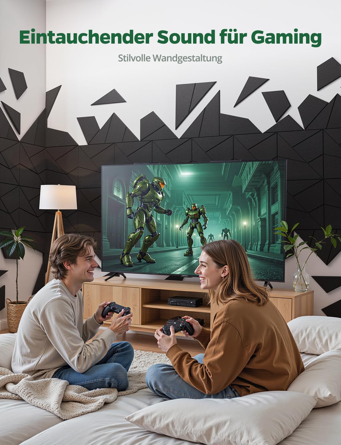 18 Stück Akustikplatten Selbstklebend, Akustik Schallabsorber Panels für Wand & Gaming Zimmer mit Liniendesign & Zuschneidbar | Acoustic Akustikplatte für Studio, Tür & Wall (Schwarz, 30x30x0,9cm)