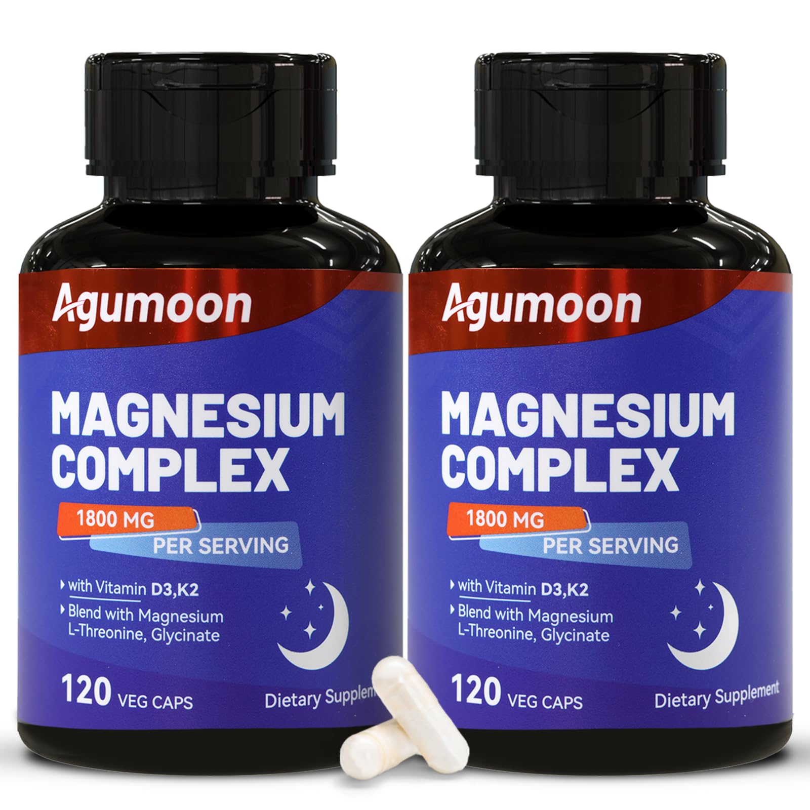 Magnesium Supplement with Vitamin D3 K2, Vegan - 240 Capsules 120 Count (Pack of 2)