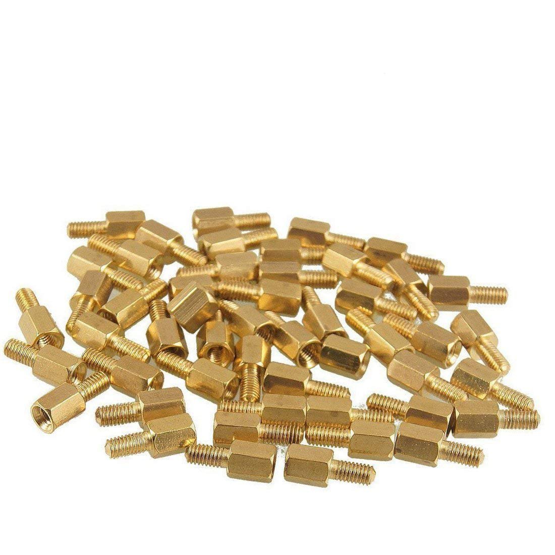 M3×6+6mm Hex Spacer Nut Threaded Brass Hex Copper Brass Pillars Standoff 100pcs