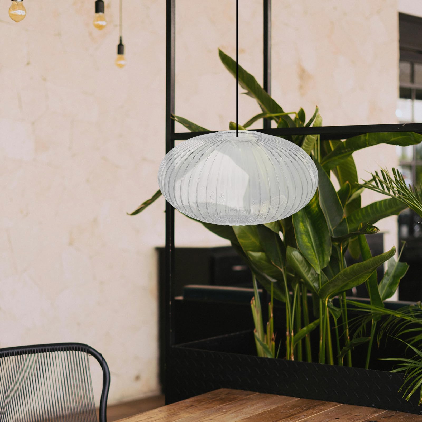Pantalla de Lámpara Diseño Transparente y Rayas Redonda de Material Resistente y Estilo Minimalista Cubierta de Luz para Lámpara Colgante Mesa