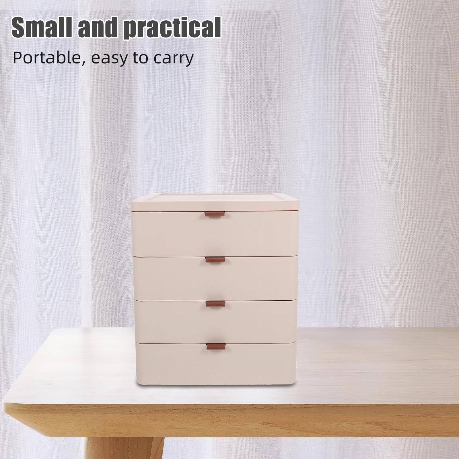 TEHAUX Organizzatore da Scrivania Scatola Porta Trucchi Multilivello Versatile con 4 Cassetti in Plastica Pp per Cosmetici e Piccoli Oggetti, per Dormitori e Hotel