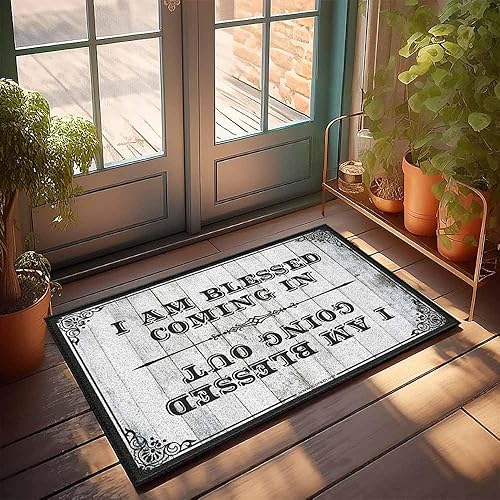 Tapete de bienvenida para interiores con texto en inglés "I Am Blessed Coming in and Going Out", tapete de casa para exteriores, divertida