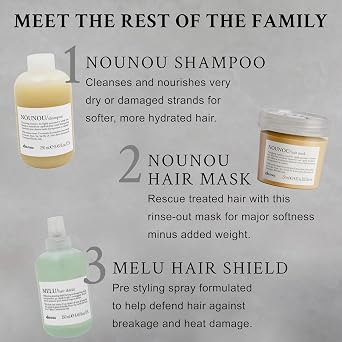 Davines NOUNOU Hair Mask, Repairing Untangling Action for Highly-Processed, Chemically Treated, Dry, Damaged or Brittle Hair - Restores Hydration & Body with Tomato Extract, Weightless, 8.45 Fl Oz