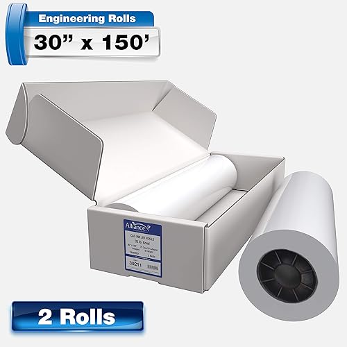 Miniatura 10 de Alliance Rollos de papel de formato ancho CAD Bond de 30 pulgadas de ancho (4 rollos, 30 pulgadas x 150 pies  núcleo de 2 pulgadas)
