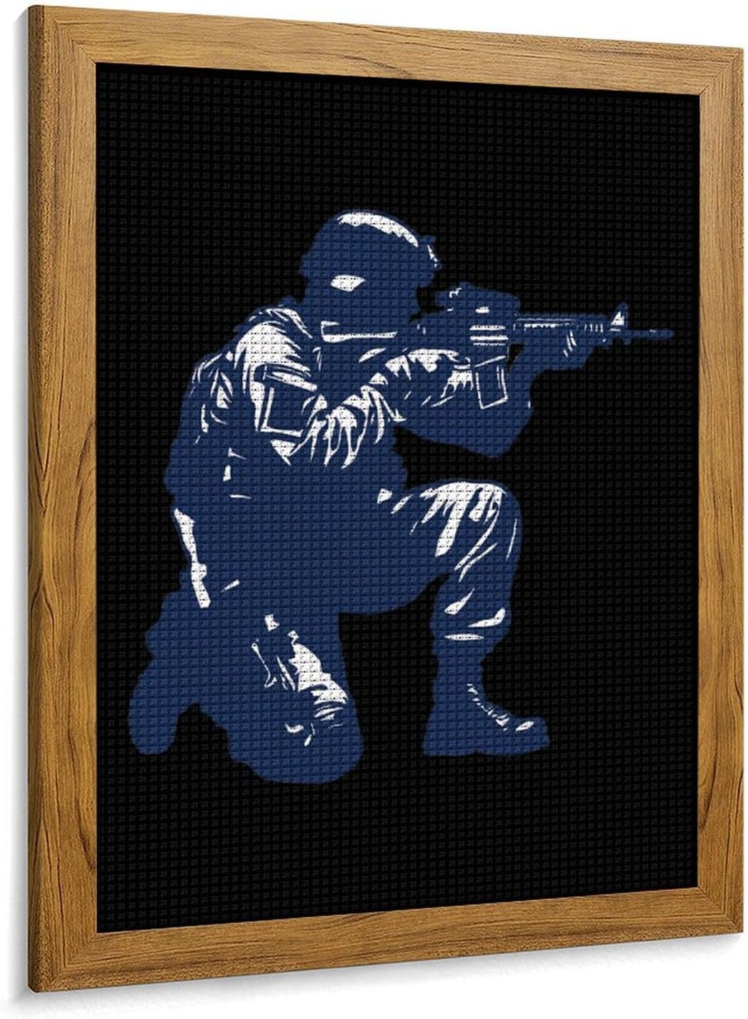 Shooting Silhouette Navy Blue Diamond 5D Painting Kits with Frame DIY Full Round Drill Gem Art Crafts for Home Wall Decor 16 X 20in Yellow Wood 40 * 50cm