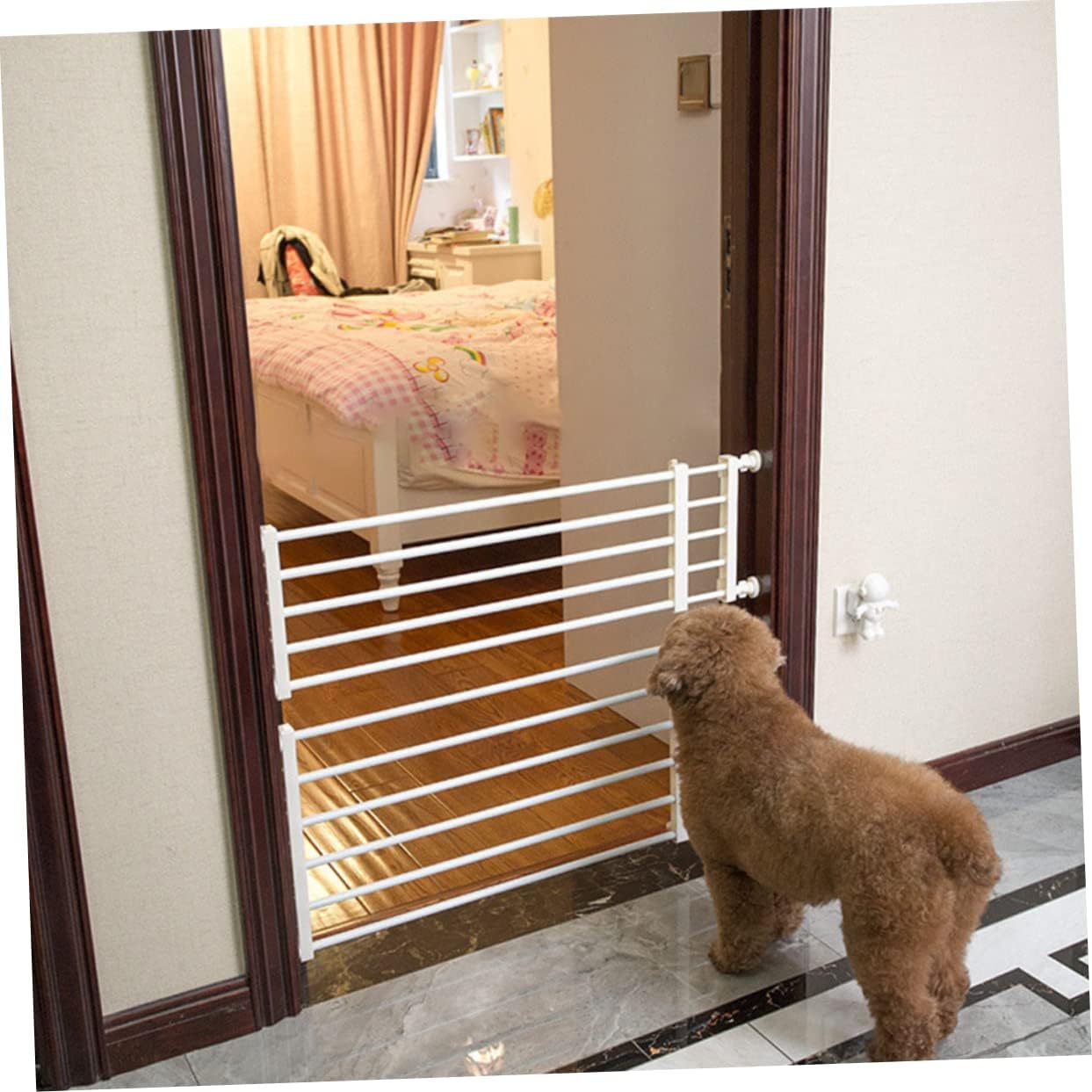 Walk Through Gate Pet Safety Barrier for Doorways Stairs Height Fits Wide Easy Install Safety Protector Design for Pets
