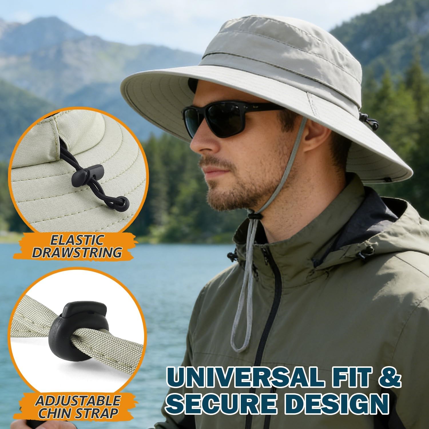 EINSKEY Solar Fan Sun Hat with Dual Clip-On Fans, UPF 50+ Wide Brim Bucket Hat with Solar & Battery-Powered Cooling, Adjustable 3-Speed Fans for Outdoor Hiking, Fishing, Beach, Golf – for Men & Women
