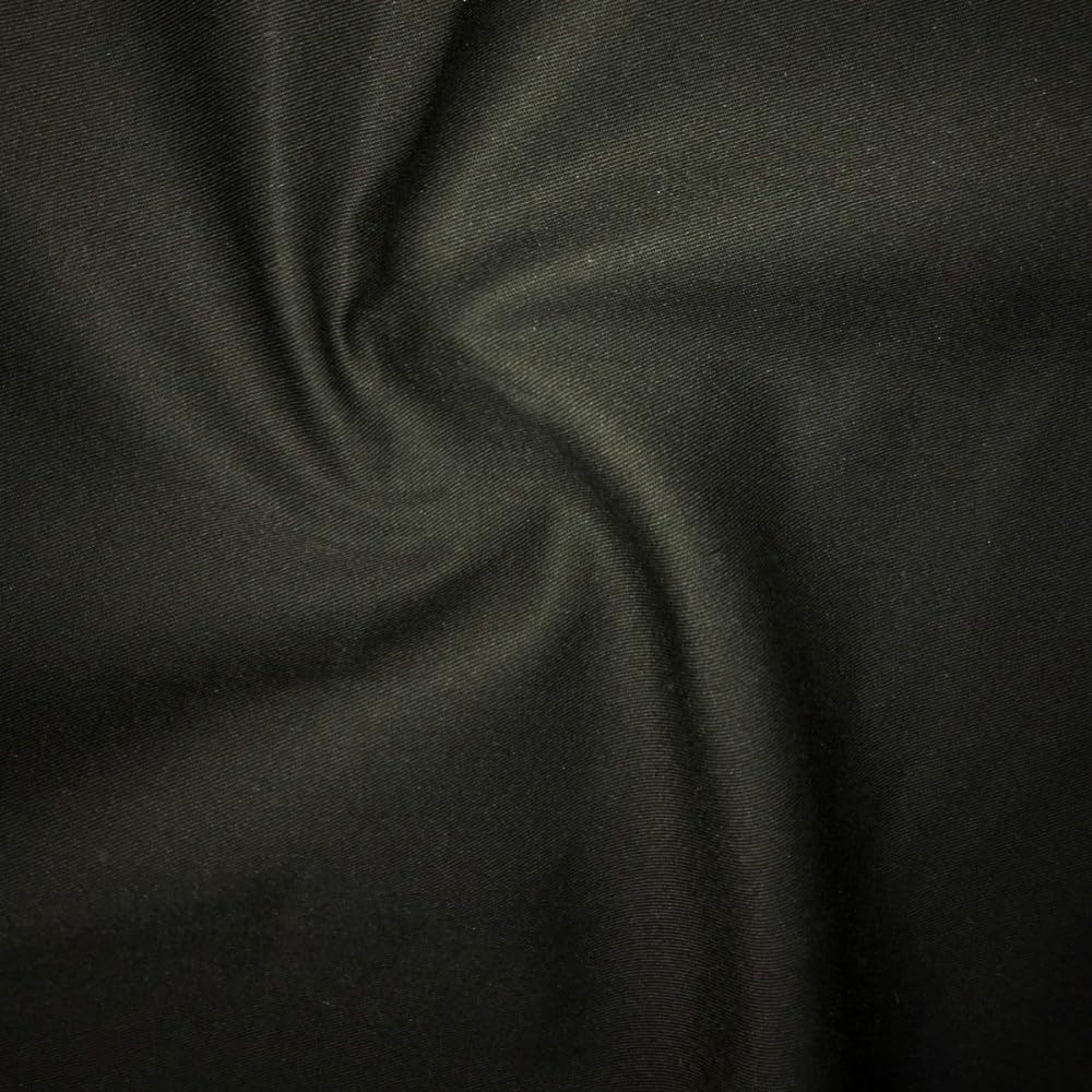 EU Fabrics Polycotton Drill Upholstery Fabric - Polyester and Cotton Blend Fabric - Dressmaking Twill Material for Workwear, Table Covers, Draping, and Uniforms (Black, 1 METRE X 150CM)