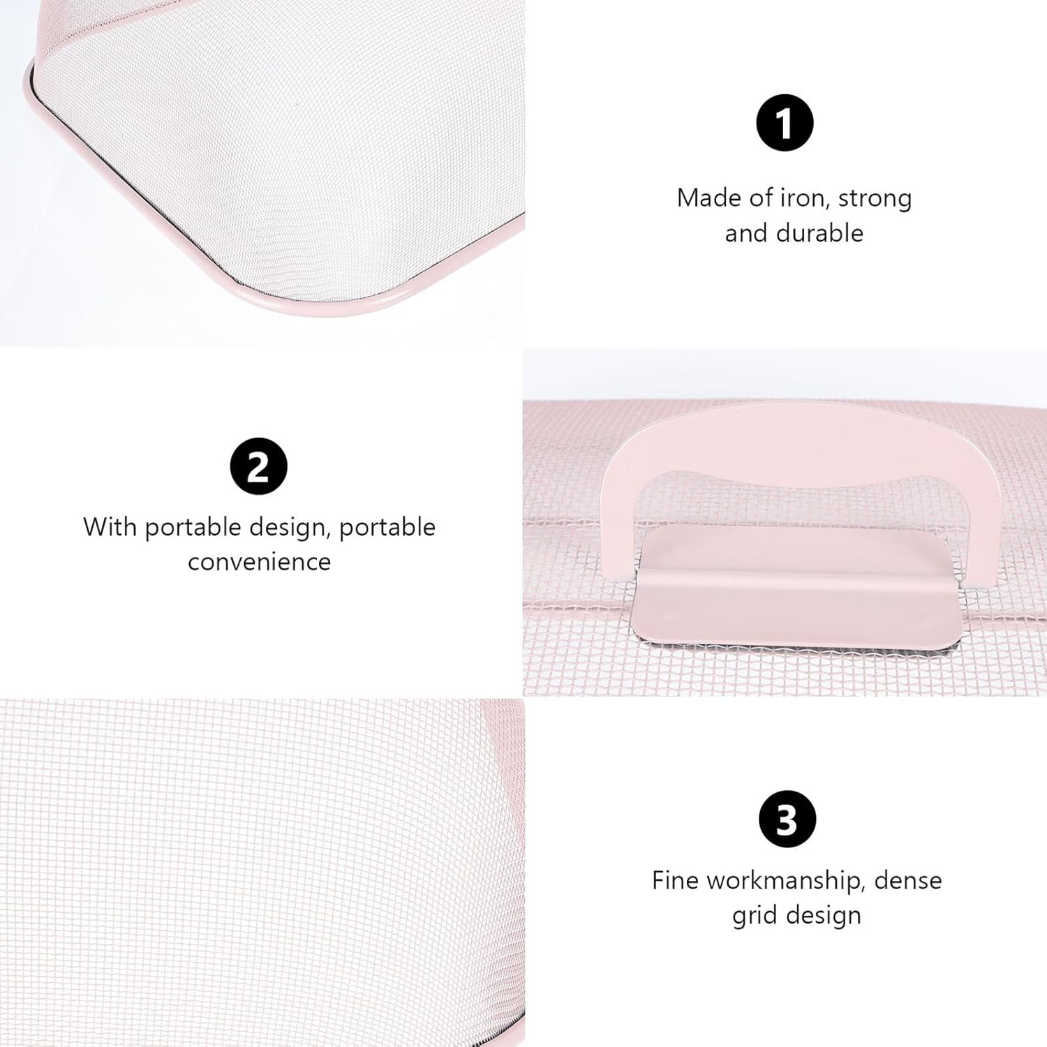 Iron Art Food Cover Dustproof Food Tent Large Square Pink for Kitchen Dining Table to Keep Fresh and Prevent