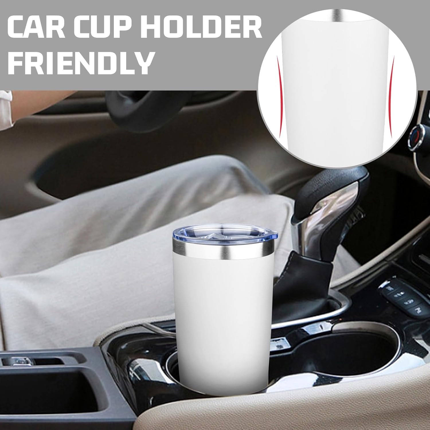 20oz Tumbler with Lid Double Wall Vacuum Insulated Travel Coffee Mug Stainless Steel Thermal Cup Powder Coated Sturdy Coffee Tumbler for Hot and Cold Beverage (White,1) - Image 6