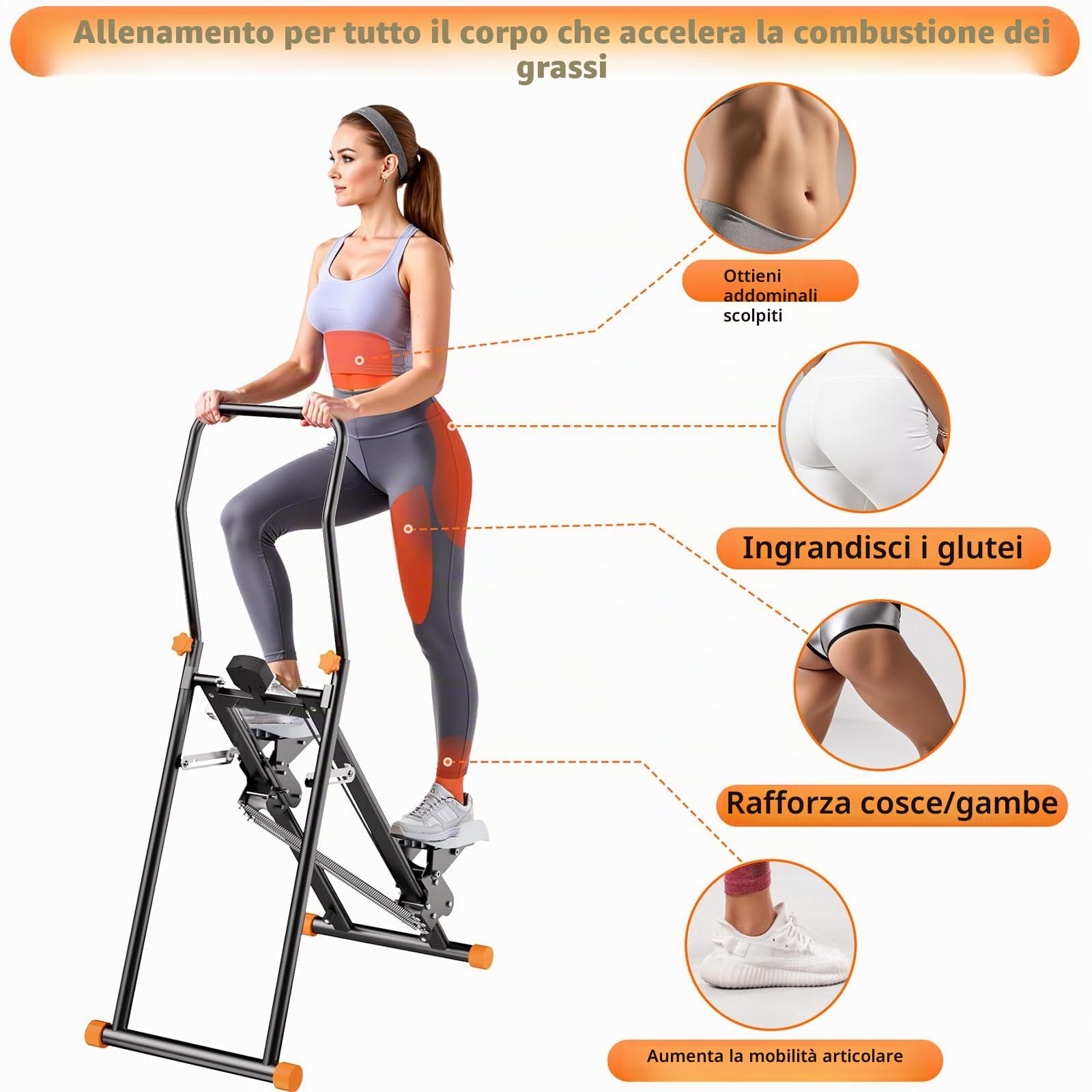 RYGEO, mini stepper pieghevole con scala verticale, macchina per esercizi a casa per addominali, glutei e gambe, cardio con resistenza regolabile