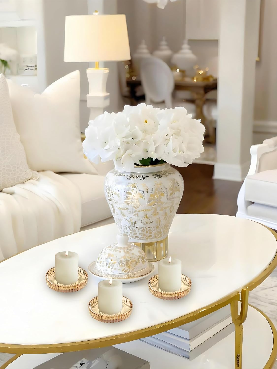 3.8 Inch Amber Glass Pillar Candle Holder Plates Set of 2 Coaster Holder Round Candle Stand for Table Centerpieces, Wedding,Party,and Home Decor
