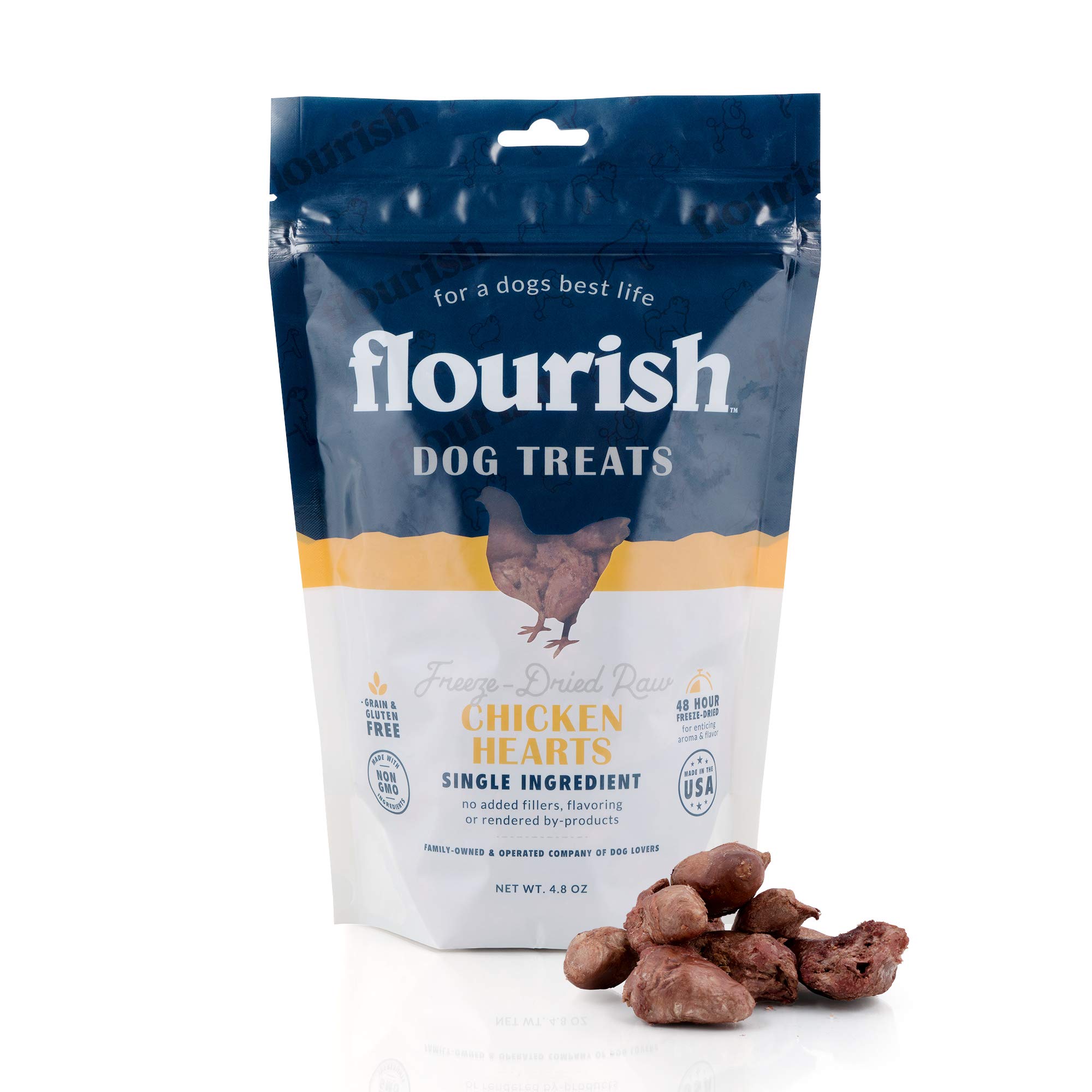 Flourish Freeze Dried Raw Pet Treats Pets (Chicken Hearts, Regular)