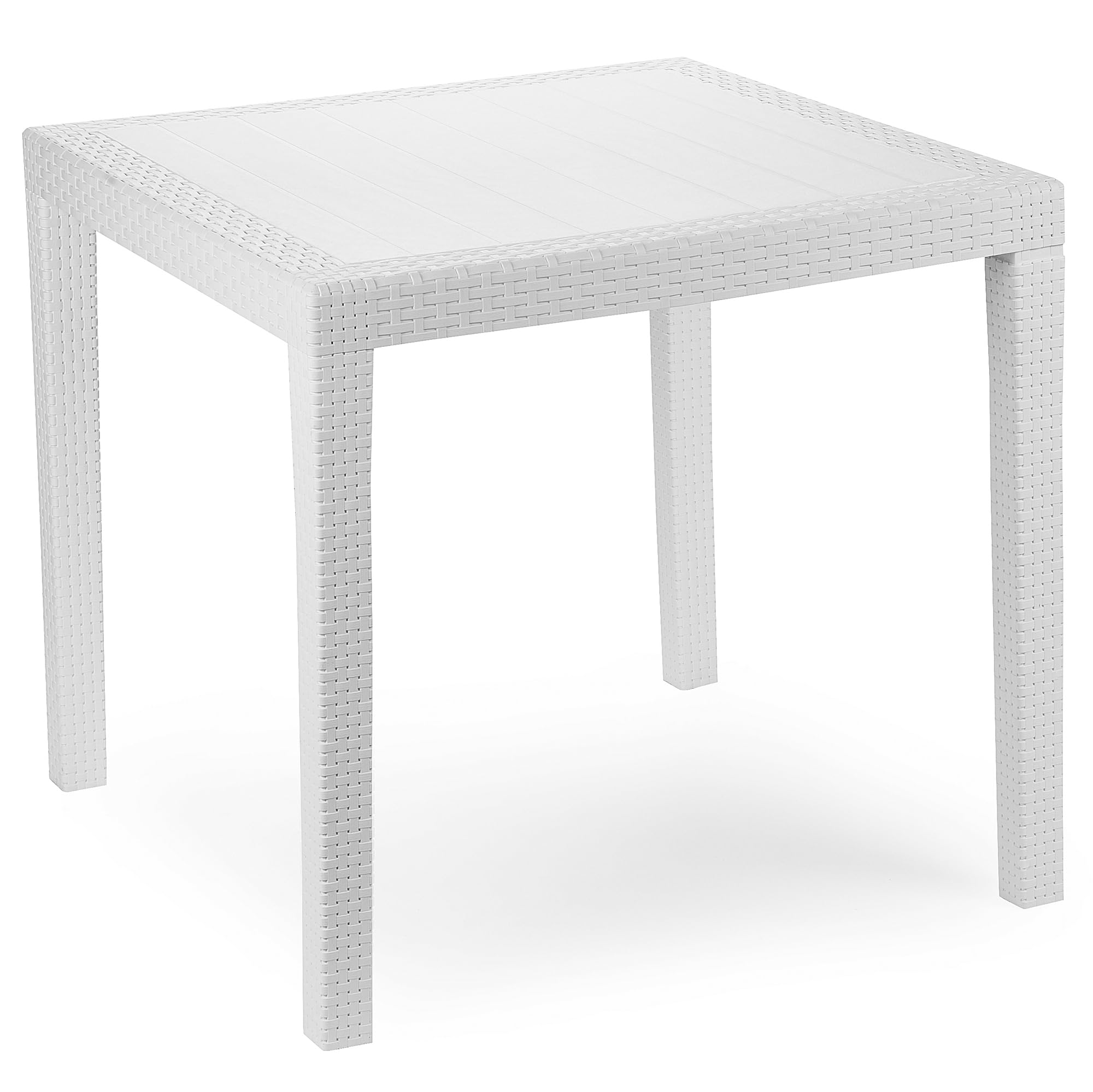 Square Garden Plastic Patio Dining Whether Proof Table Indoor Outdoors Furniture (White)