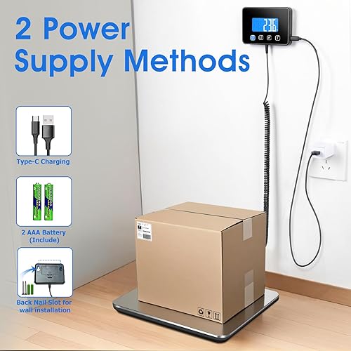 Miniatura 5 de Báscula de envío de 440 libras con precisión de 0.35 onzas, báscula de paquete postal digital resistente con LCD, tareHold, USB y alimentada por