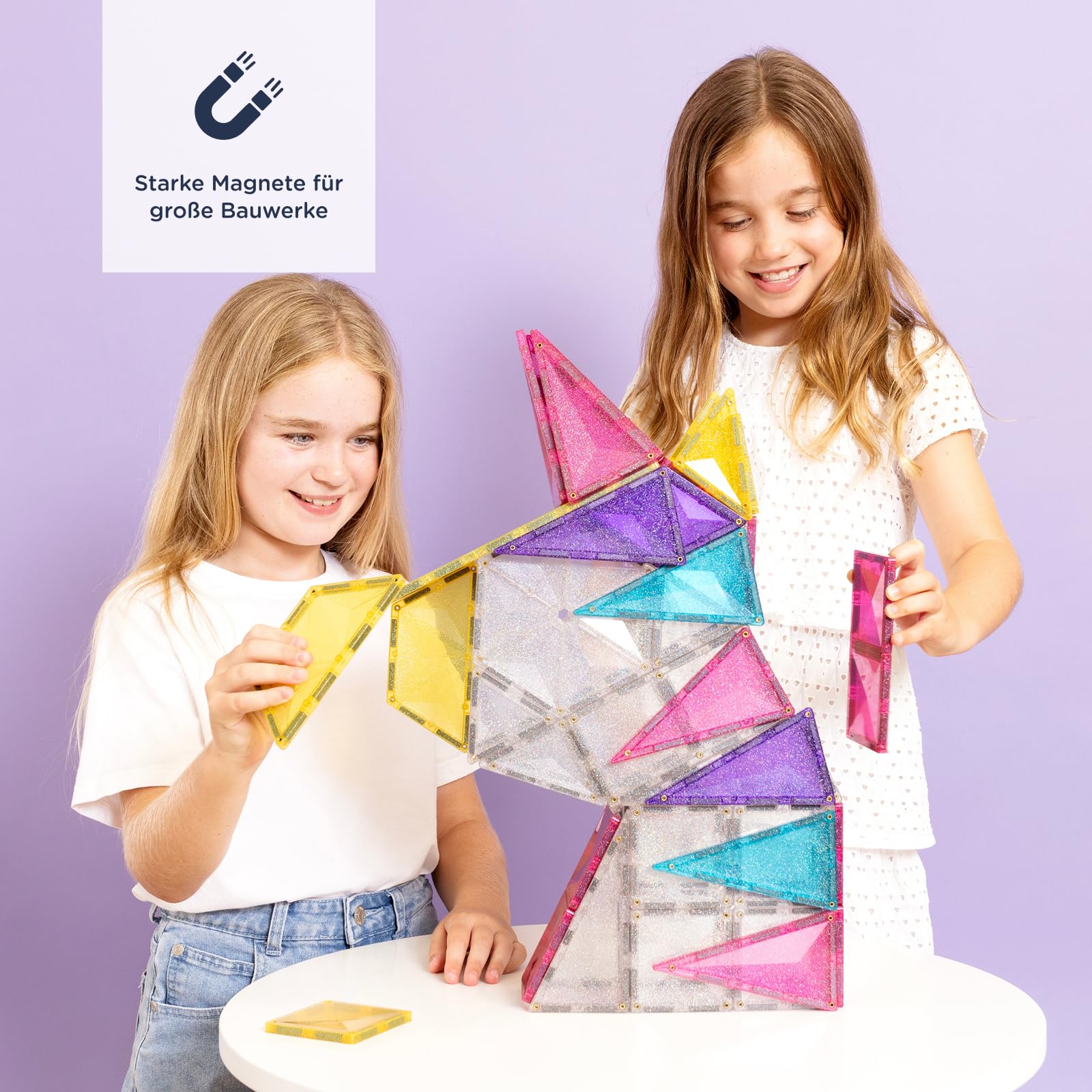 CONNETIX Magnetbausteine Glitzer-Einhorn-Set, 56 Stück