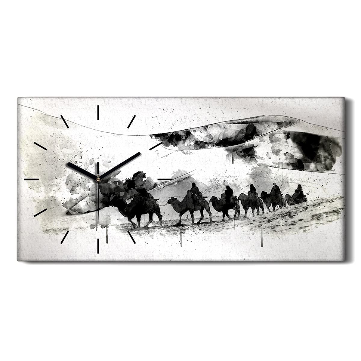Horloge sur Toile d'Art Moderne aux Finitions Soignées Toile Camel 60x30