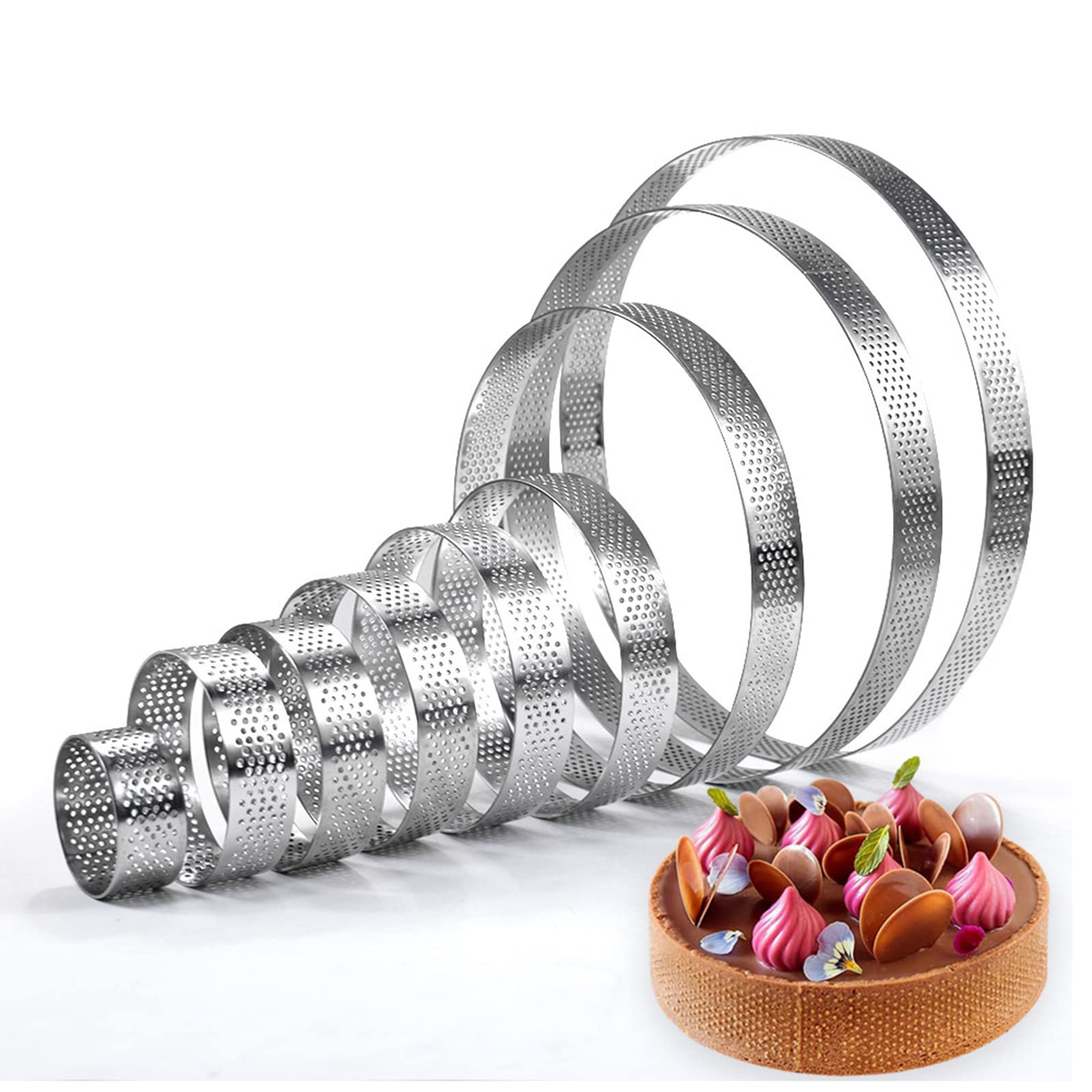 MLWSKERTY Stainless Steel Round Shaped Cake Mold Stainless Steel Tart Punching Cake Baking Tools Gifts For Baking Lovers