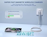 Vista 3 de [Apple MFi Certified]25W Magnetic Wireless Charger for iPhone,Qi2.2 Certified 6FT Fast Apple MagSafe Charger Wireless Charging Pad for iPhone