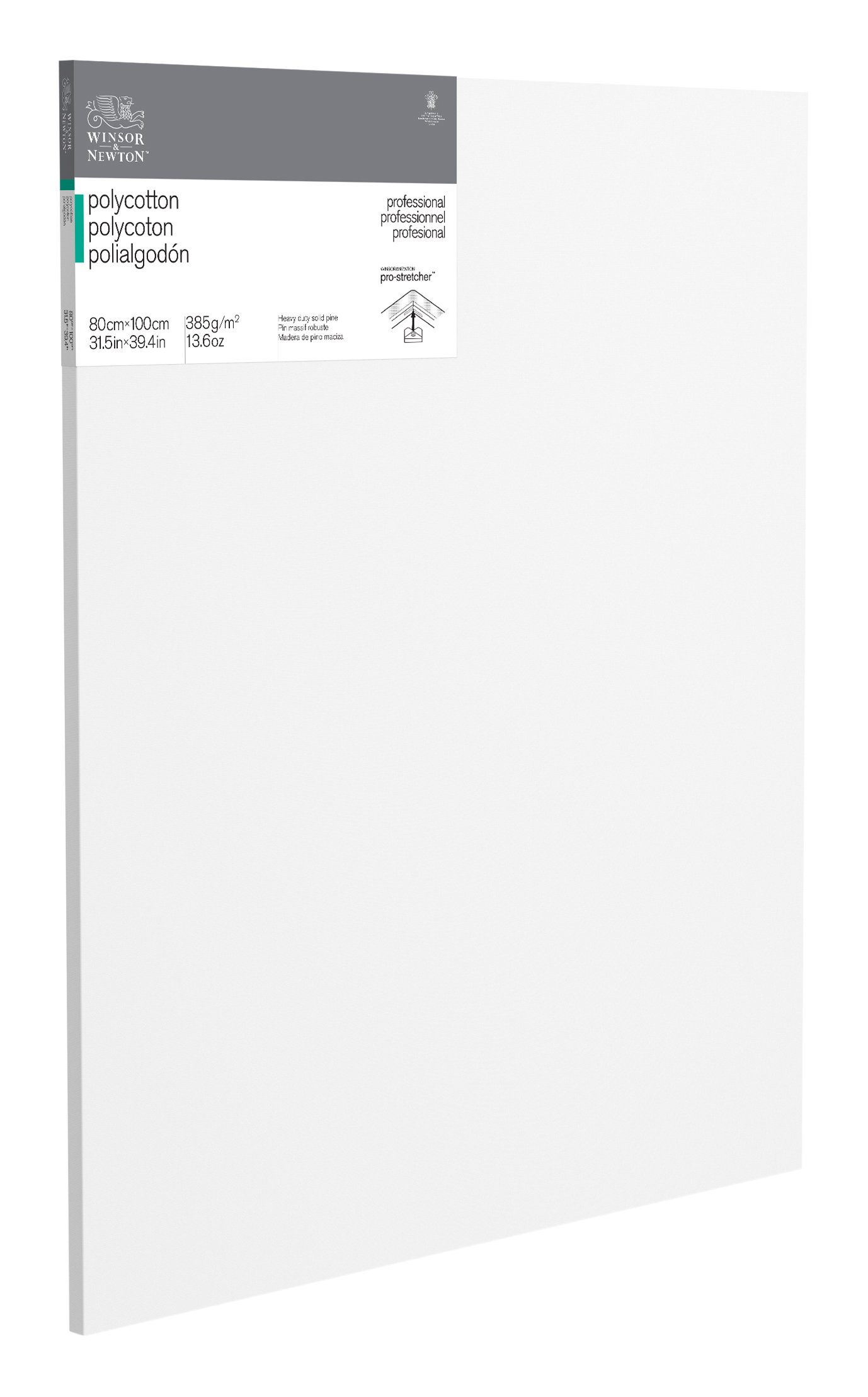 Winsor & Newton 6206040 Professional Keilrahmen aus Baumwollmischgewebe, 385 g/m², 3-fach grundiert, mittlere Körnung, ideal für die Ölfarben und Acrylfarben - 80x100cm