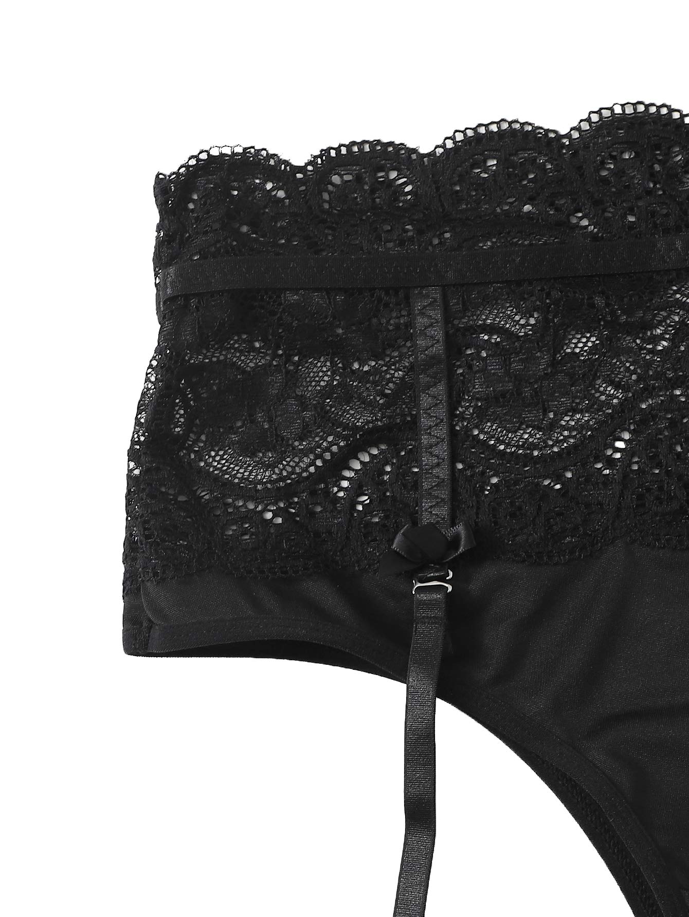 Buy SheIn Women's Floral Lace Underwire Bras Lingerie with Garter Belt