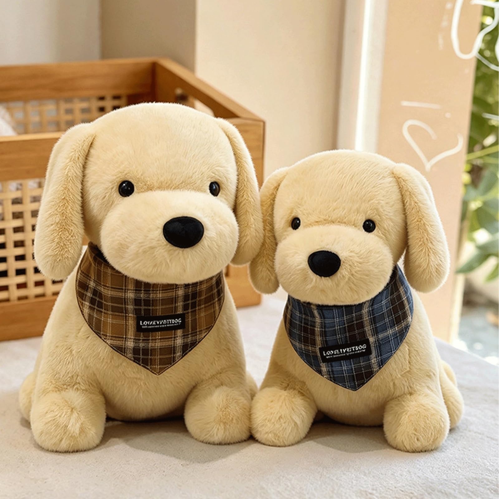 Juguete de Peluche Golden Retriever, Perro Labrador Esponjoso con Bufanda, decoración del hogar, compañero de Peluche, Regalo Ideal for niños(Brown,73cm/29in)