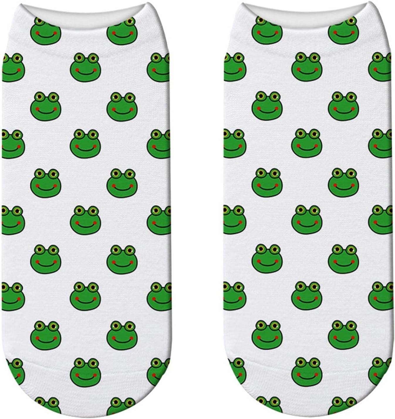 Women's Socks 4 Pairs Low Cut Ankle Casual Summer Breathable Socks Frog Lotus Leaf Women Cotton Socks Women's Stockings(9)