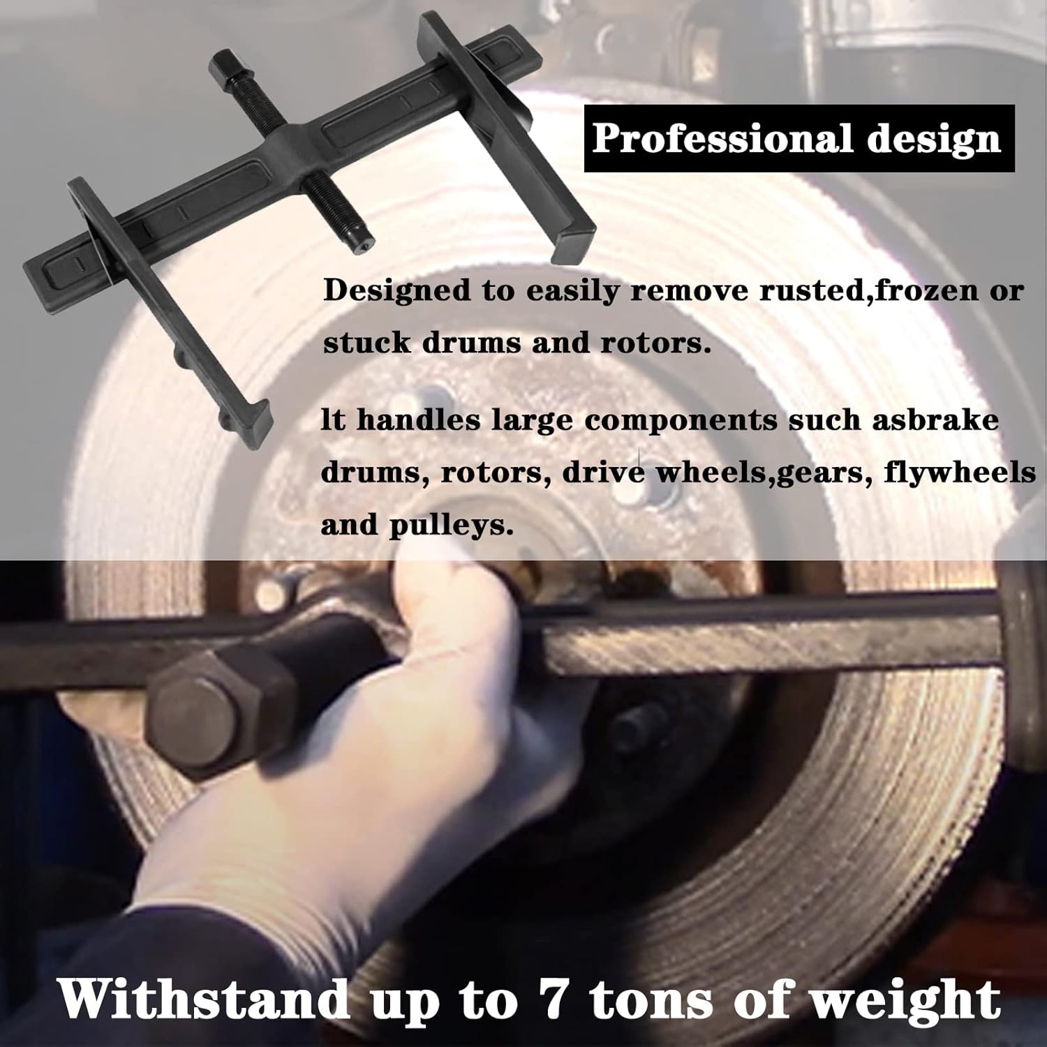 6980 Brake Drum and Rotor Puller Removers Steel Heavy Duty Brake Drum Hub Puller for Removing Hub Drums, Rotors, Drive Wheels, Gears, Flywheels, Pulleys