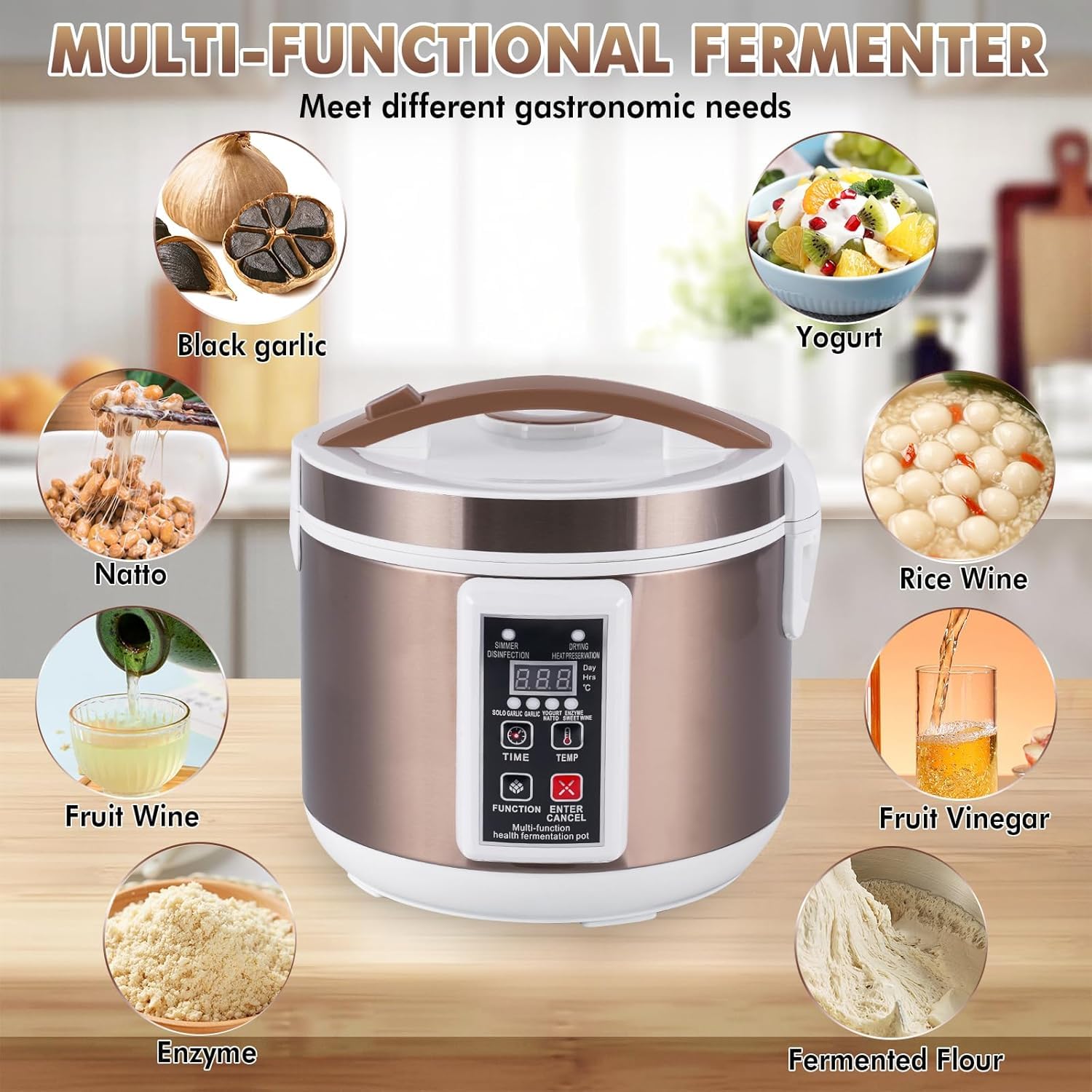 YUCHENGTECH Fermenteur Ail Noir Automatique 6L Temps/Température Séchage | Capacité 6L, Multifonction: Yaourt, Tempeh, Natto, Ail Noir,Contrôle Indépendant Temps/Température,Fermentation Automatique