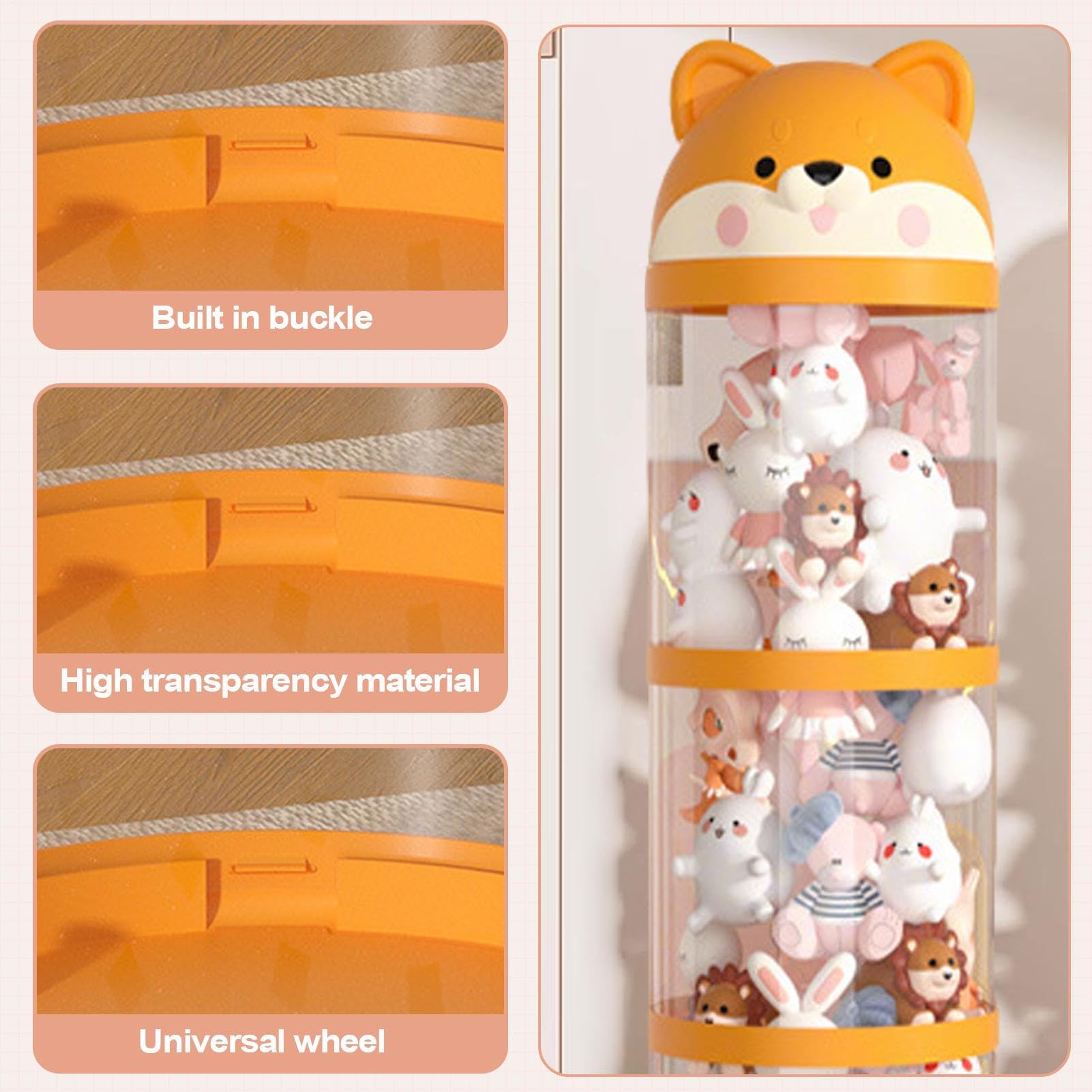 Porta Giocattoli di Peluche - Contenitore Tubolare per Giocattoli di Peluche - Contenitore Trasparente Porta Pupazzi Capienza Decorazione per Camera Bimbi Asilo