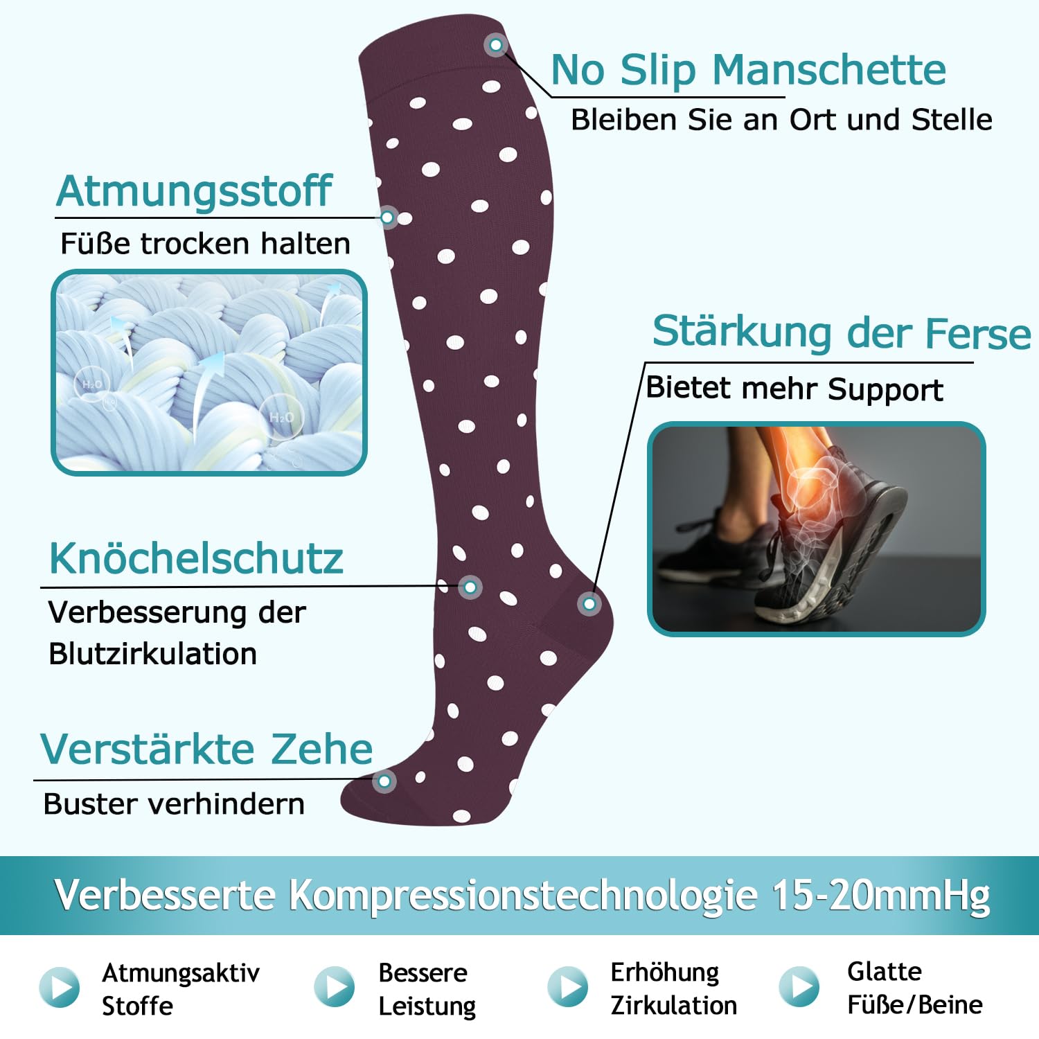 ACTINPUT 7 Paar Kompressionsstrümpfe Damen und Herren, Kompressionssocken Stützstrümpfe Compression Socks Laufstrümpfe Kompression für Flug,Sport,Reisen, Radsport, krankenschwester