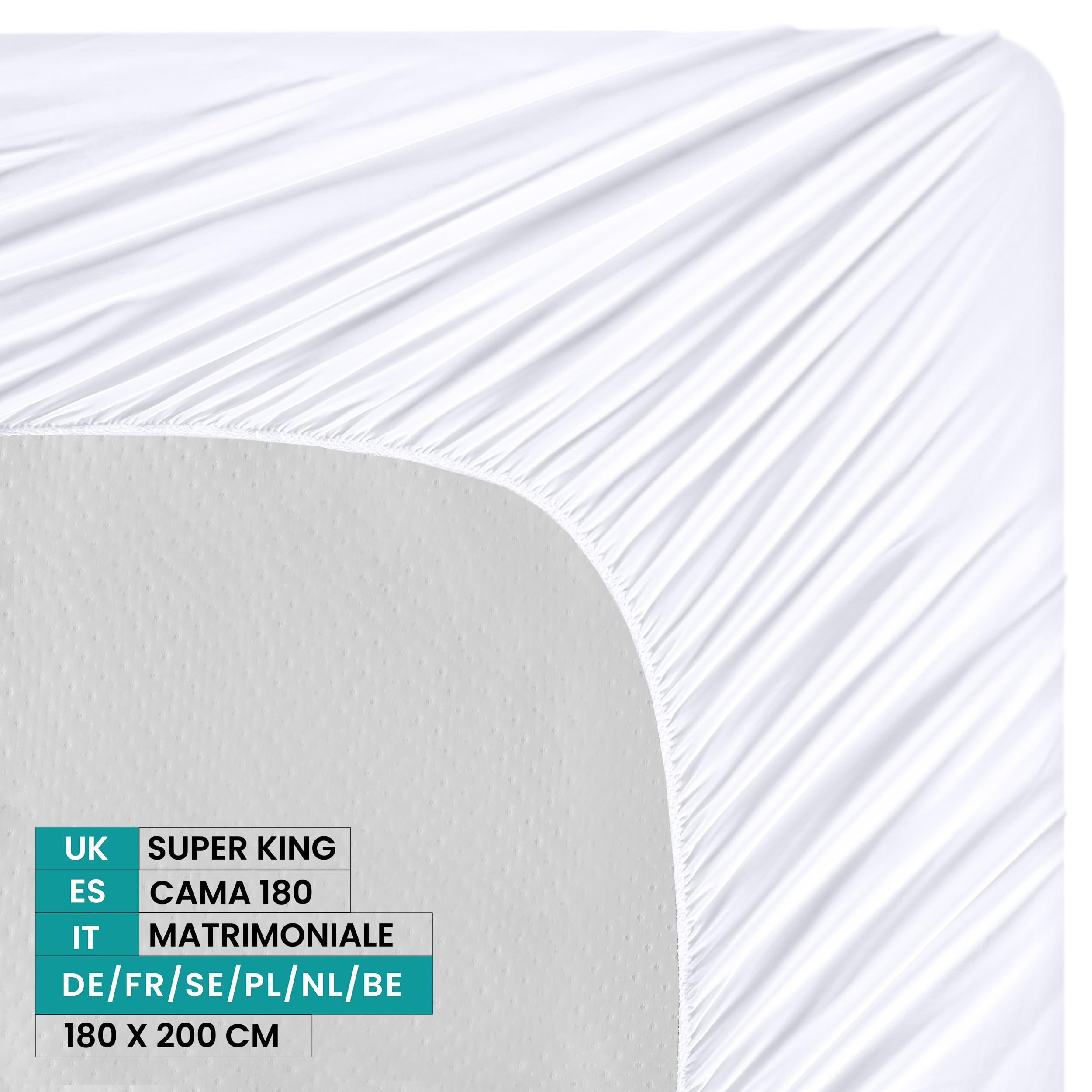 Utopia Bedding Coprimaterasso Matrimoniale Impermeabile 180 x 200 x 30 cm, Bambù e Viscosa, Oeko-Tex Certified, Proteggi Materasso, Traspirante, Tutto Intorno Elastico