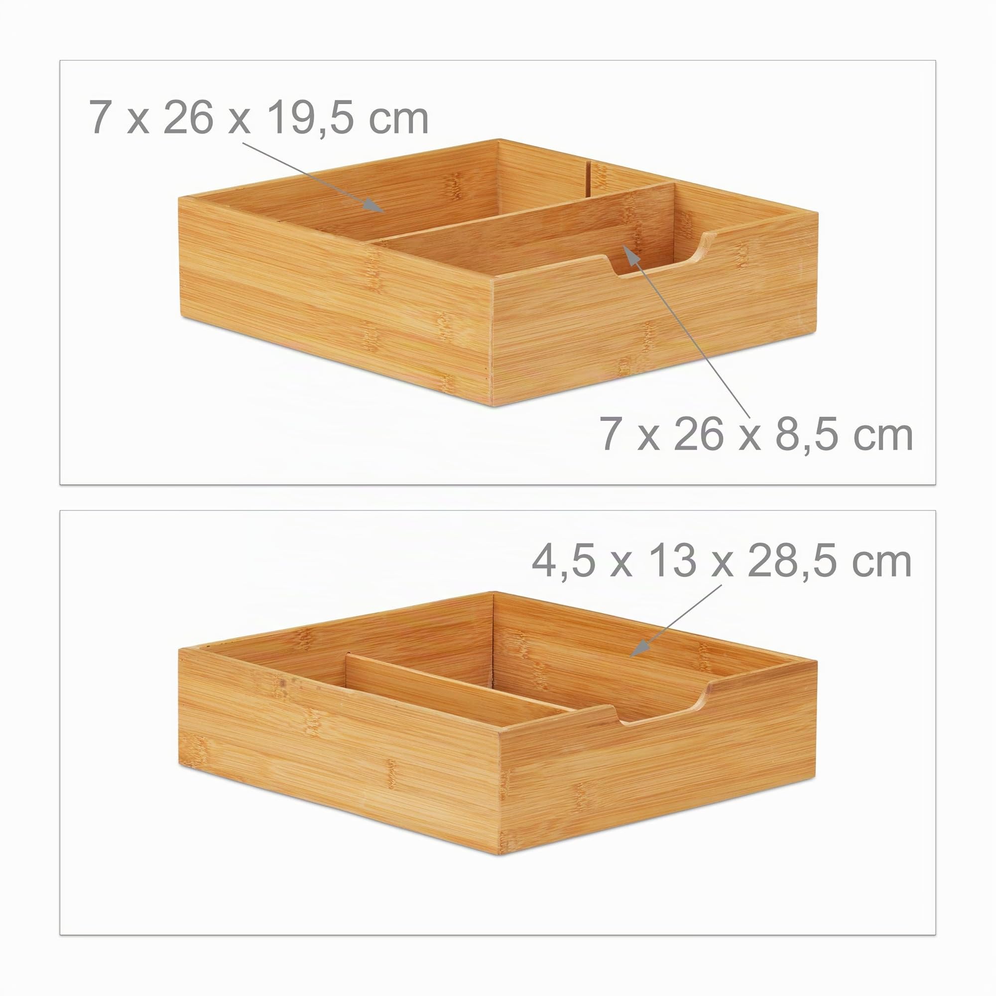 Relaxdays Cassettiera Portaoggetti in bambù, Organizer con Cassetti, Effetto Naturale, Portaoggetti da Scrivania, HLP 18 x 30 x 31 cm, Color Legno Naturale